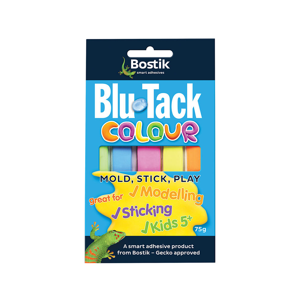 Bostik Blu Tack Colour - บอสติก กาวดินนำ้มันหลากสีไร้สารเคมีสำหรับเด็ก 75 g. (Made in Australia)