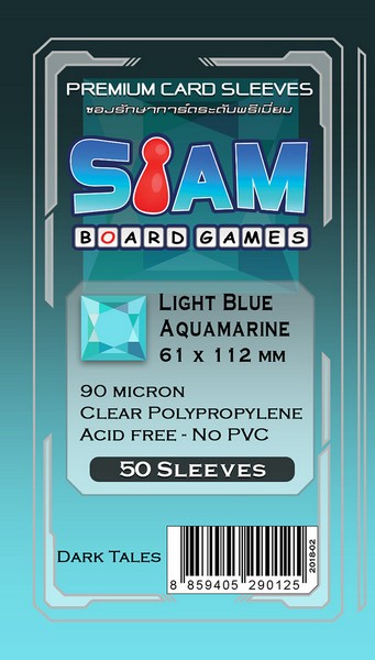 ซองใส่การ์ดระดับพรีเมี่ยม Light Blue Aquamarine ขนาด 61 x 112 มม.  ความหนา 90 ไมครอน  (Premium Card Sleeves: Light Blue Aquamarine - 61 x 112 mm / 90 micron)
