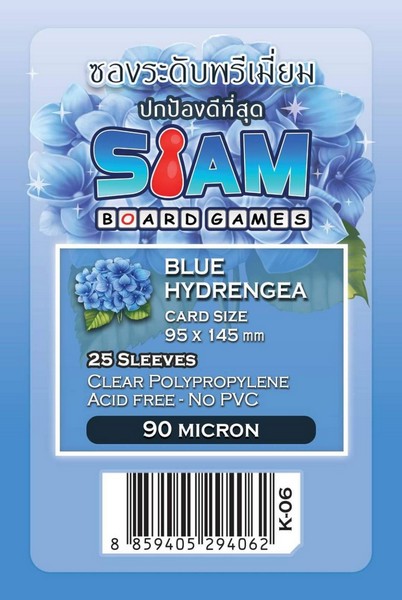 ซองใส่การ์ดระดับพรีเมี่ยมรุ่นดอกไม้ Blue Hydrengea ขนาด 95 x 145 มม. ความหนา 90 ไมครอน (Premium Card Sleeves: Blue Hydrengea - 95 x 145 mm / 90 micron)