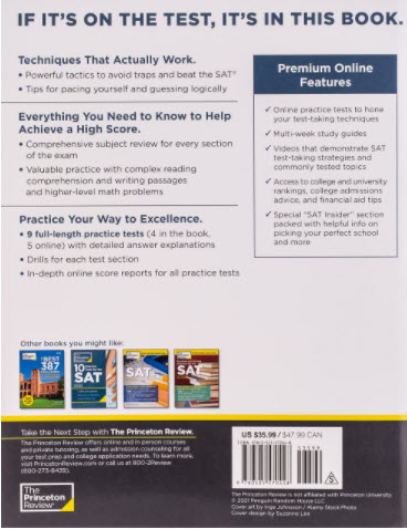 THE PRINCETON REVIEW SAT PREMIUM PREP, 2022: 9 PRACTICE TESTS + REVIEW & TECHNIQUES + ONLINE TOOLS
