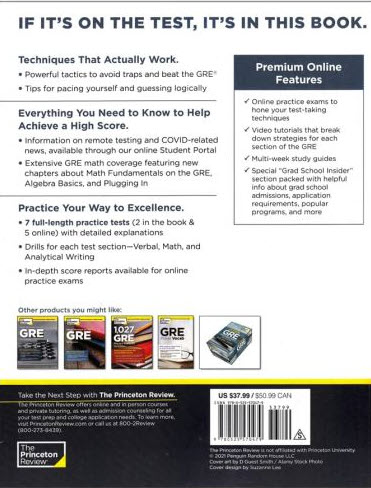 THE PRINCETON REVIEW GRE PREMIUM PREP, 2022: 6 PRACTICE TESTS+REVIEW & TECHNIQUES+ONLINE TOOLS