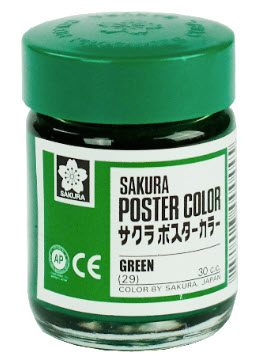 สีโปสเตอร์ ซากุระ ใหญ่ #PW-30 cc.สีเขียว