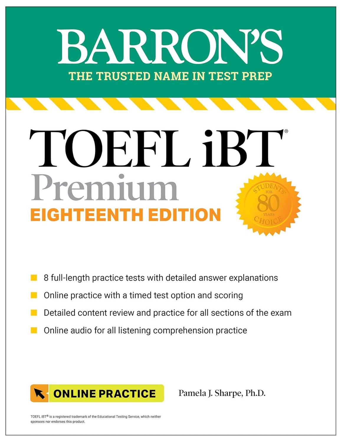 TOEFL IBT PREMIUM WITH 8 ONLINE PRACTICE TESTS + ONLINE AUDIO (BARRON'S)