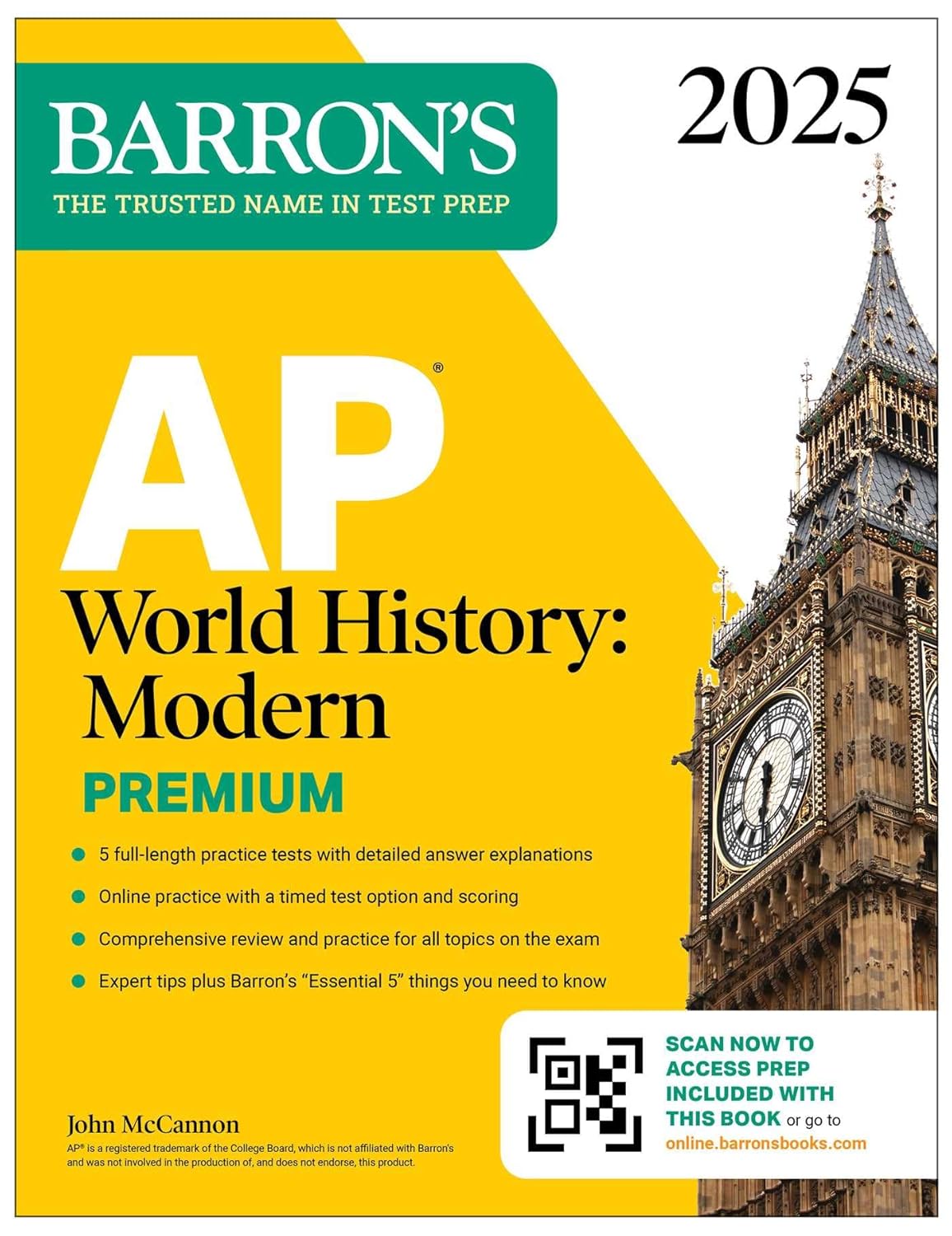 AP WORLD HISTORY: MODERN PREMIUM, 2025: 5 PRACTICE TESTS + COMPREHENSIVE REVIEW + ONLINE PRACTICE