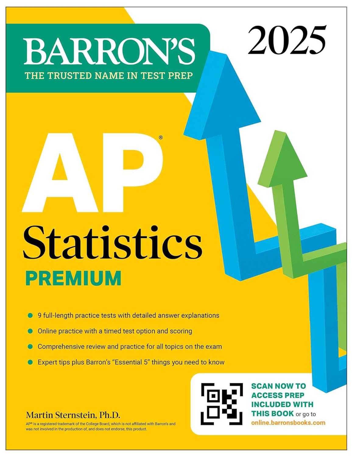 AP STATISTICS PREMIUM, 2025: 9 PRACTICE TESTS + COMPREHENSIVE REVIEW + ONLINE PRACTICE (BARRON'S)