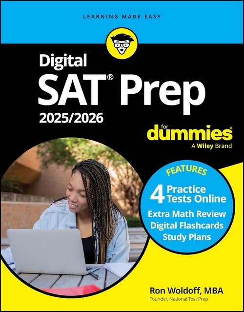 DIGITAL SAT PREP 2025/2026 FOR DUMMIES: 4 PRACTICE TESTS ONLINE EXTRA MATH REVIEW DIGITAL FLASHCARDS