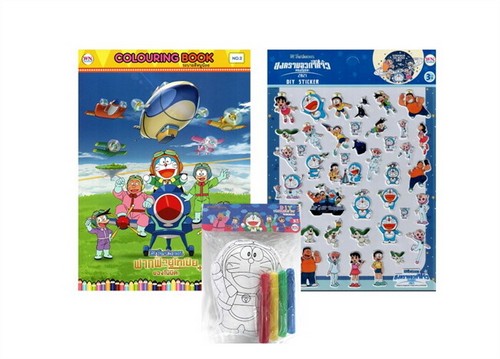 GS.ระบายสี DORAEMON มูฟวี่+สติกเกอร์โฟม+ตุ๊กตาซักได้โดราเอมอน