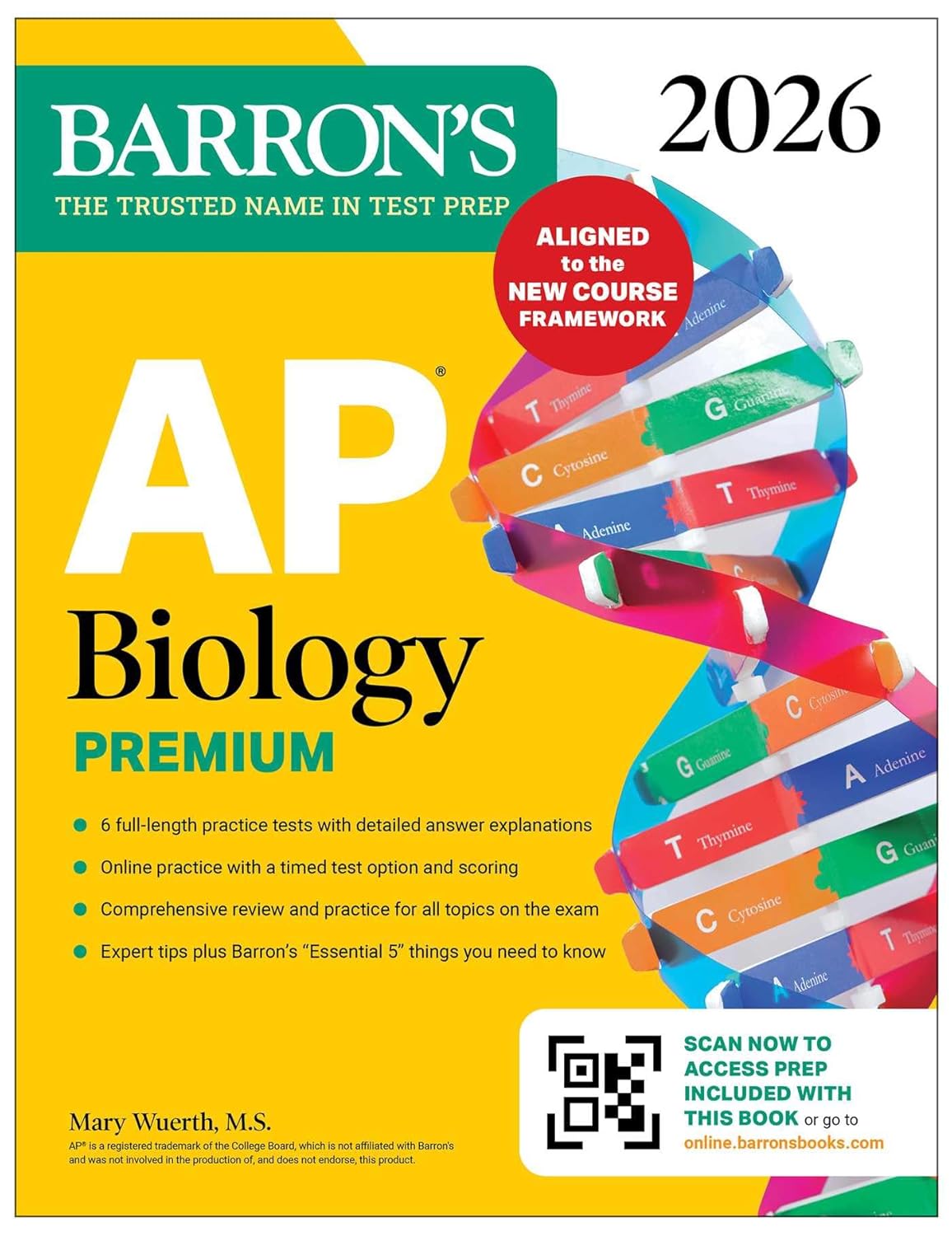 AP BIOLOGY PREMIUM, 2026: 6 PRACTICE TESTS + COMPREHENSIVE REVIEW + ONLINE PRACTICE (BARRON'S)