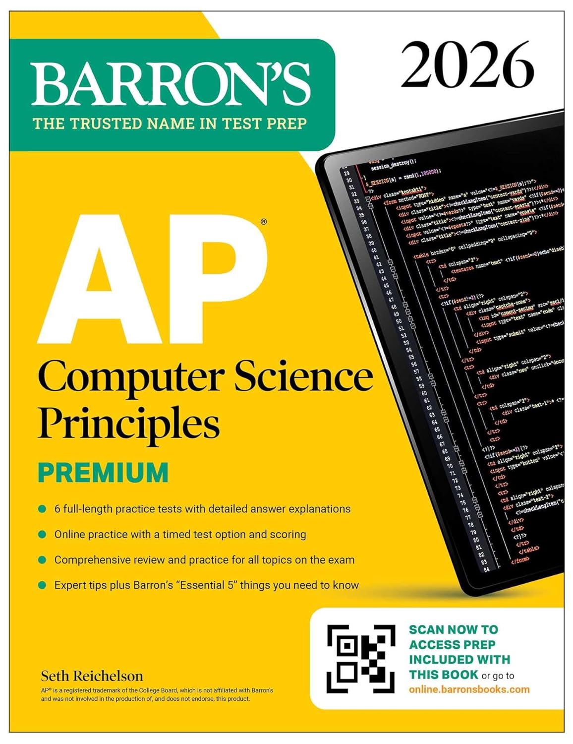AP COMPUTER SCIENCE PRINCIPLES PREMIUM, 2026: 6 PRACTICE TESTS+COMPREHENSIVE REVIEW+ONLINE PRACTICE
