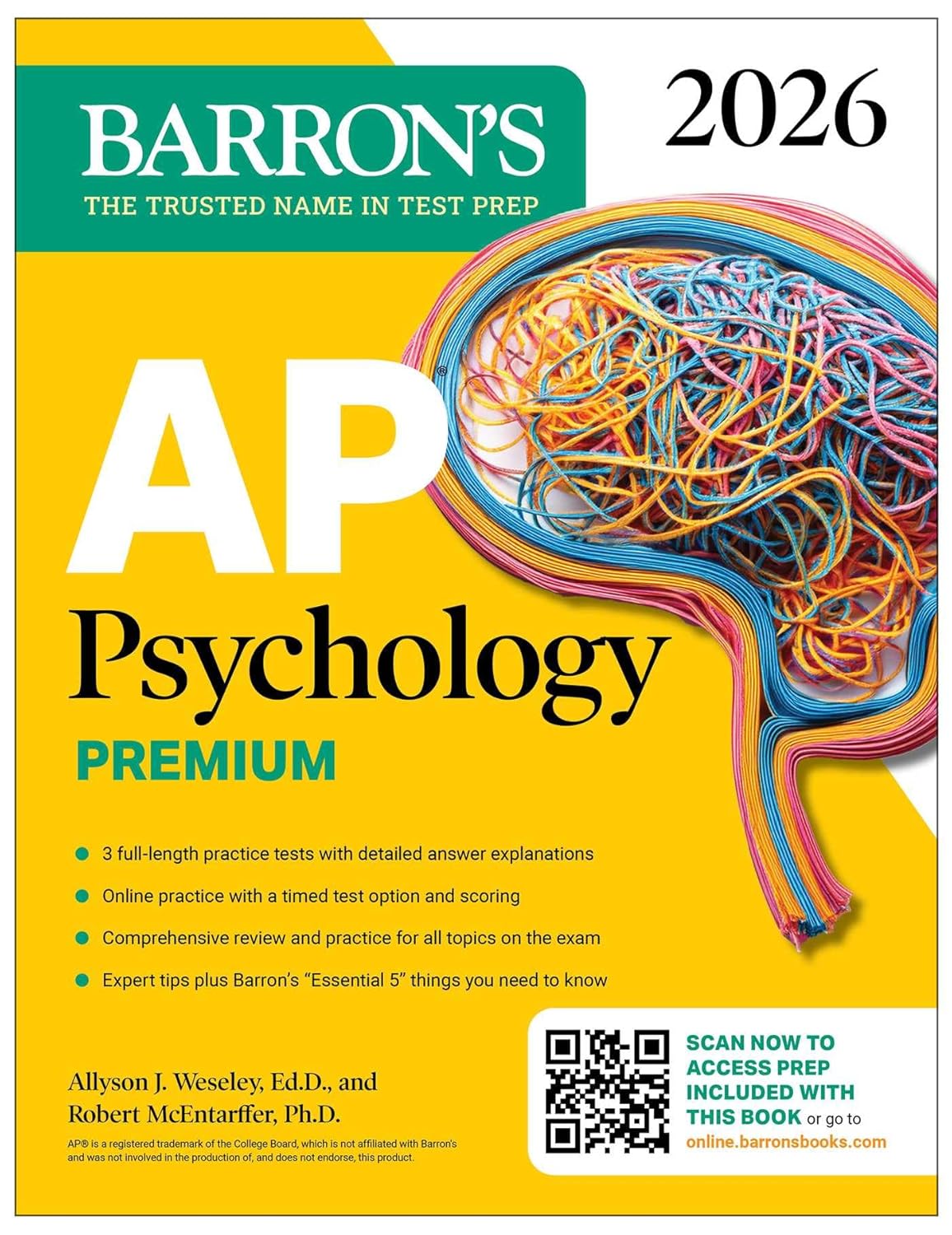 AP PSYCHOLOGY PREMIUM, 2026: 6 PRACTICE TESTS + COMPREHENSIVE REVIEW + ONLINE PRACTICE (BARRON'S)