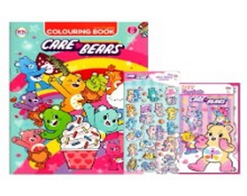 CARE BEAR :สมุดระบายสี (พร้อมพวงกุญแจ+สติกเกอร์โฟม) (SET 2)