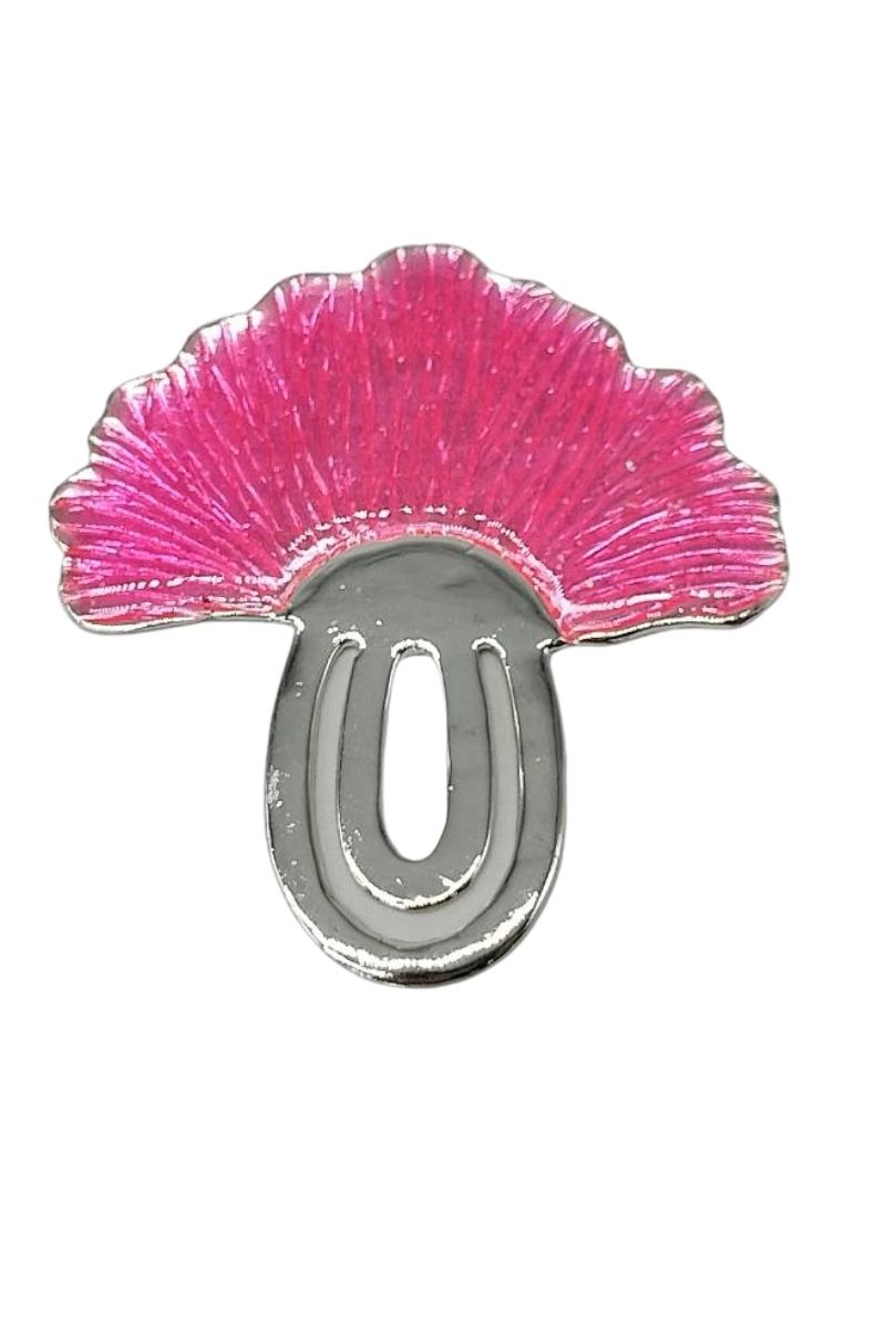 ที่คั่นหนังสือ ตัวเรือนทองเหลืองชุบขาวหนึ่งด้านลงยาชมพู หนึ่งด้านเงา