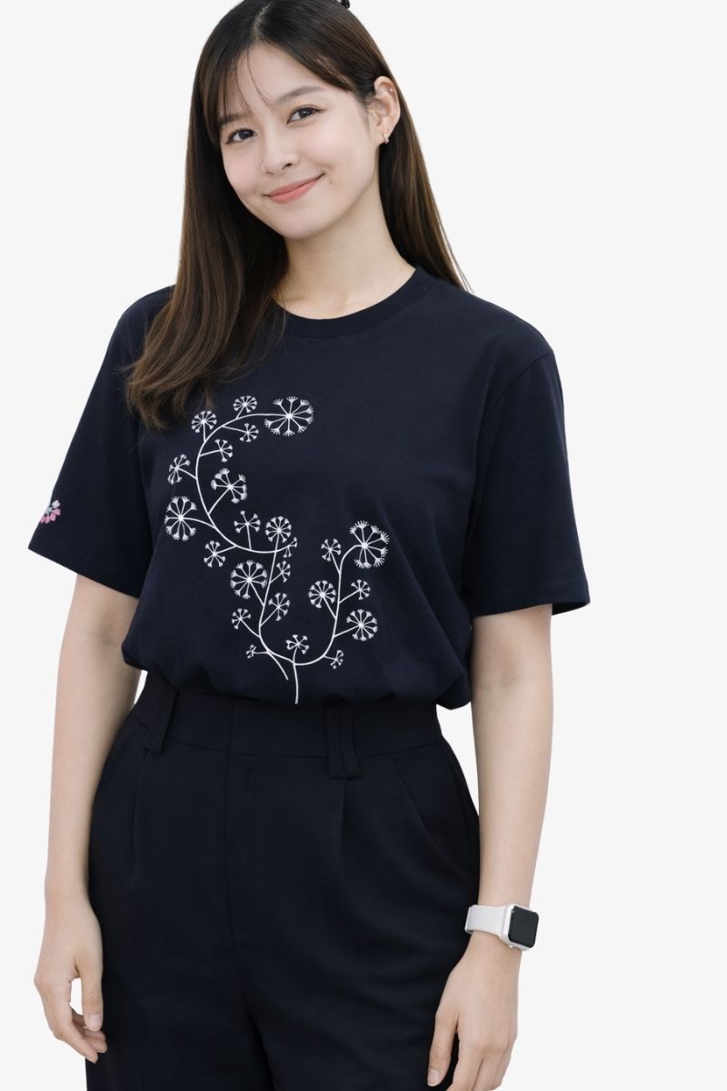 เสื้อสกรีนลาย CU IN BLOOM (ขาว-ดำ) (คละสี/คละไซส์)