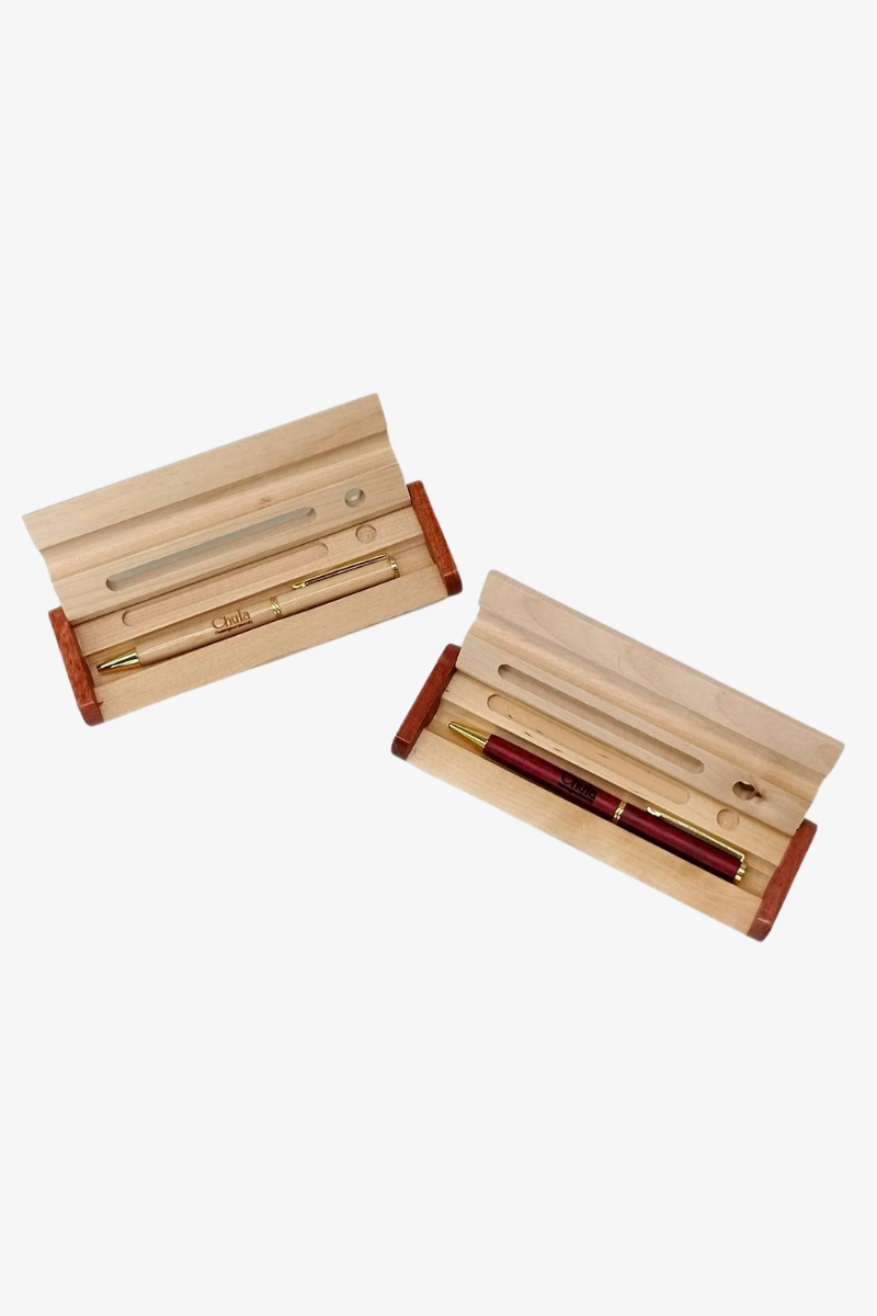 ชุดเซ็ทกล่องไม้+ปากกาไม้ 2 สี โลโก้
