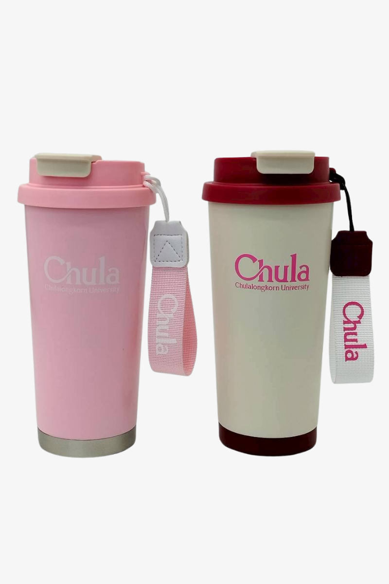 แก้วแสตนเลสสายทอ 550ML. สกรีน Chula