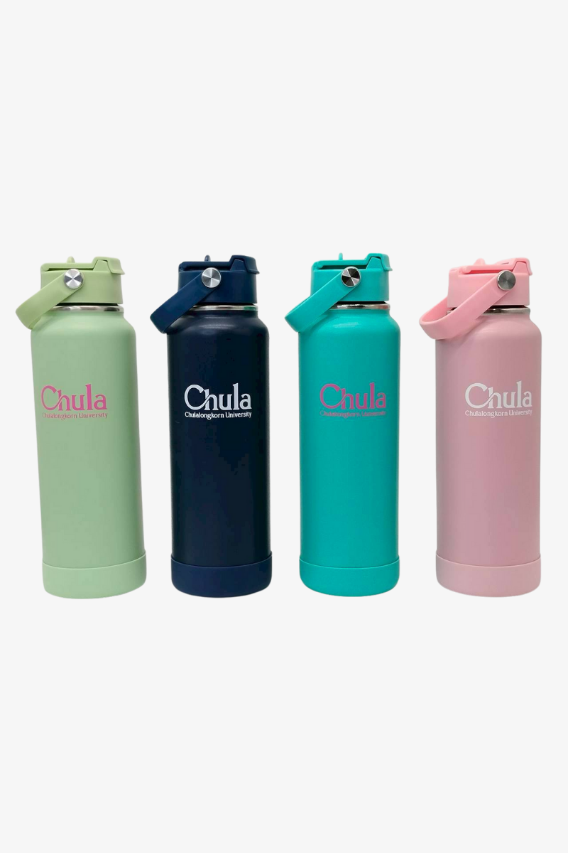 กระบอกน้ำ 1000ML. มียางรอง สกรีน Chula