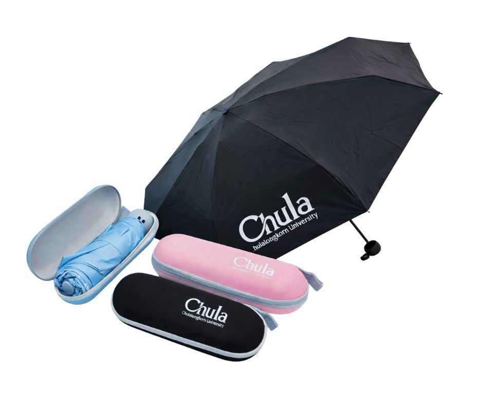 ร่มพับ พร้อมกล่องแบบกลม สกรีน Chula