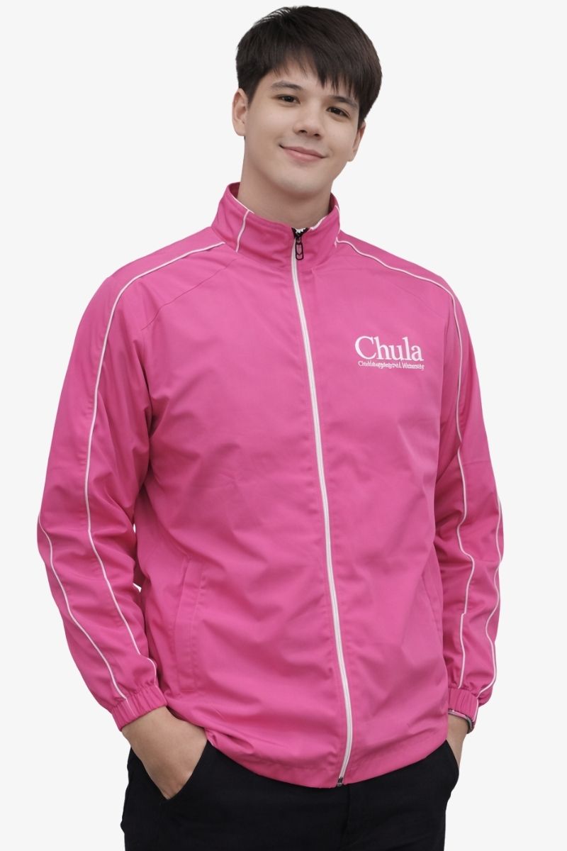 เสื้อแทร็คสูทกุ๊นแขน Chula สีชมพู #020-244 (GS)