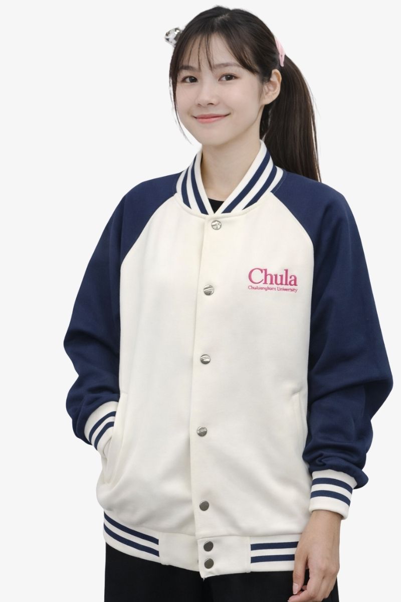 เสื้อวอร์มสีทูโทน ปัก chula