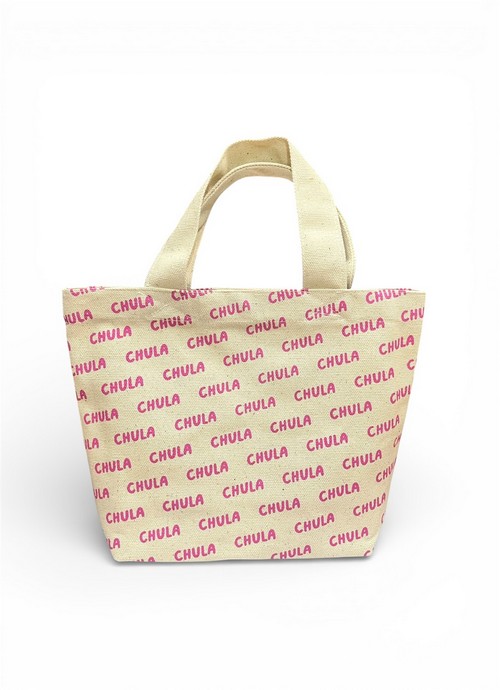 กระเป๋าถือผ้าแคนวาสใบเล็ก สกรีน Chula เต็มใบ