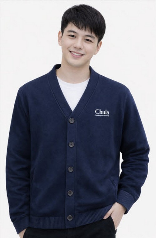 เสื้อ Cardigan สีกรมท่าเข้ม ปักโลโก้ Chula คละ 4 size