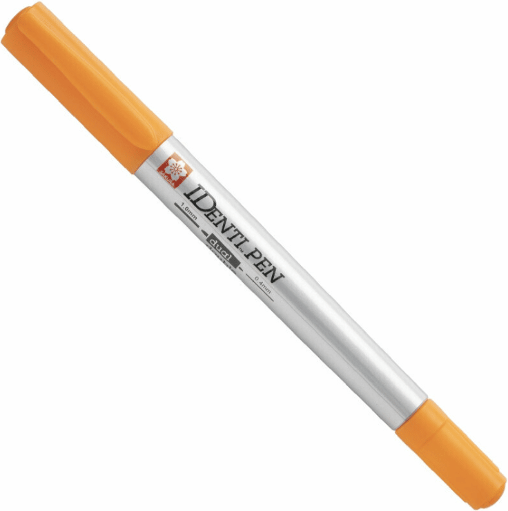 ปากกาเขียนซีดี/พลาสติก 2 หัว ซากุระ #XYKT-44107 สีส้ม