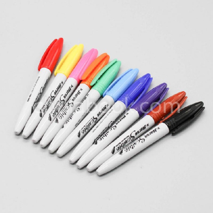 ปากกาเคมี ตราม้า ชุด10สี  H-42