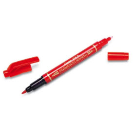 ปากกามาร์คเกอร์ Permanent 2 หัว สีแดง #N75W-B