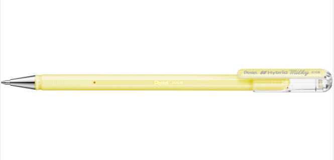 ปากกาเจล Hybrid Milky สีเหลืองพาสเทล 0.8มม. #K108-PG